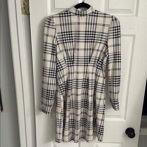 Elegant Black and White Plaid Dress